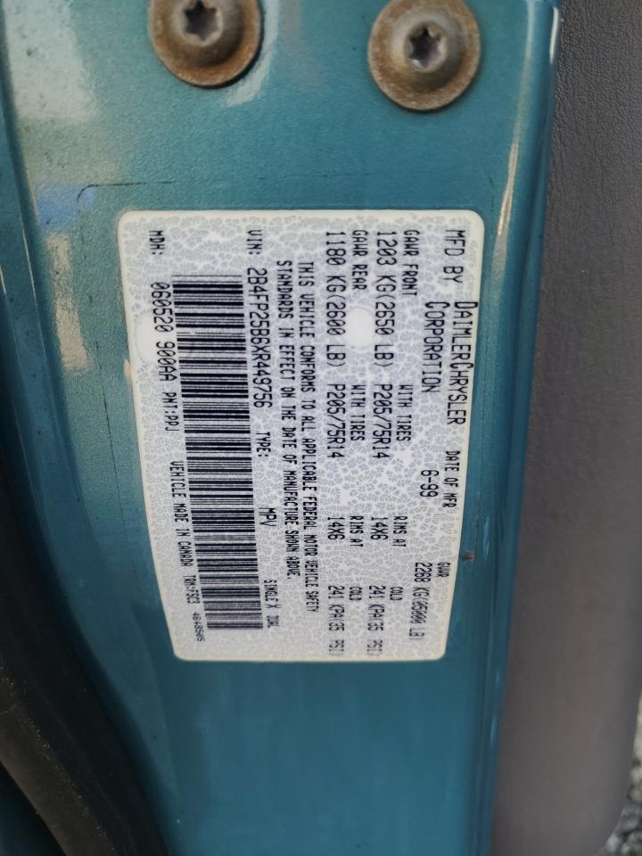 1999 Dodge Caravan VIN: 2B4FP25B6XR449756 Lot: 81294355