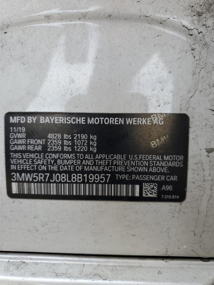 2020 BMW 330Xi VIN: 3MW5R7J08L8B19957 Lot: 83839075