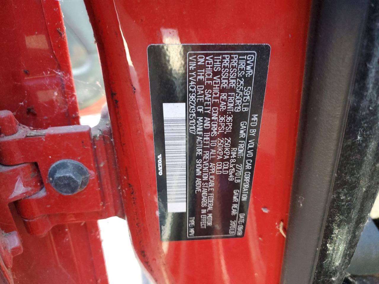 2009 Volvo Xc90 VIN: YV4CF982X91510107 Lot: 69280715