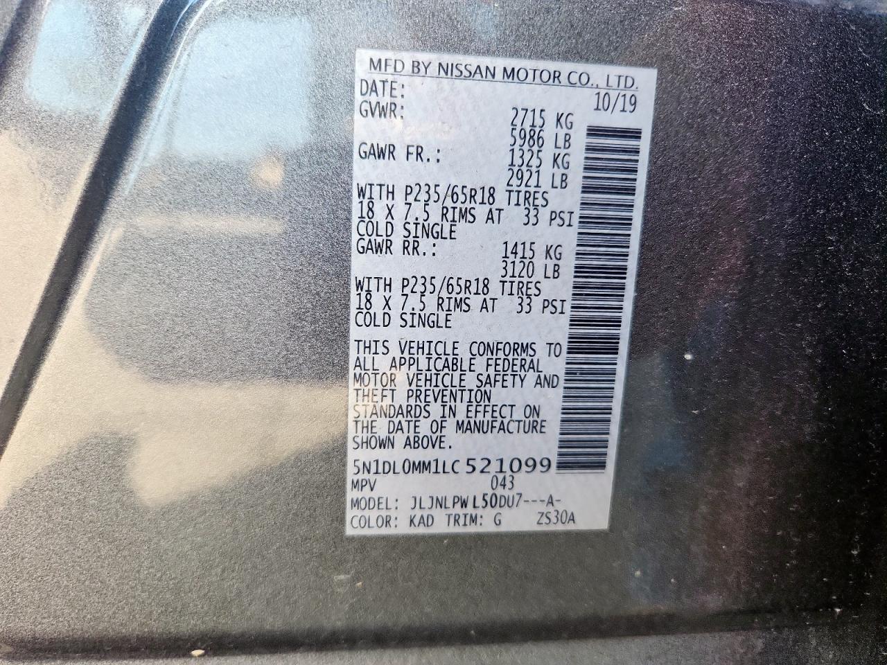 2020 Infiniti Qx60 Luxe VIN: 5N1DL0MM1LC521099 Lot: 83756045