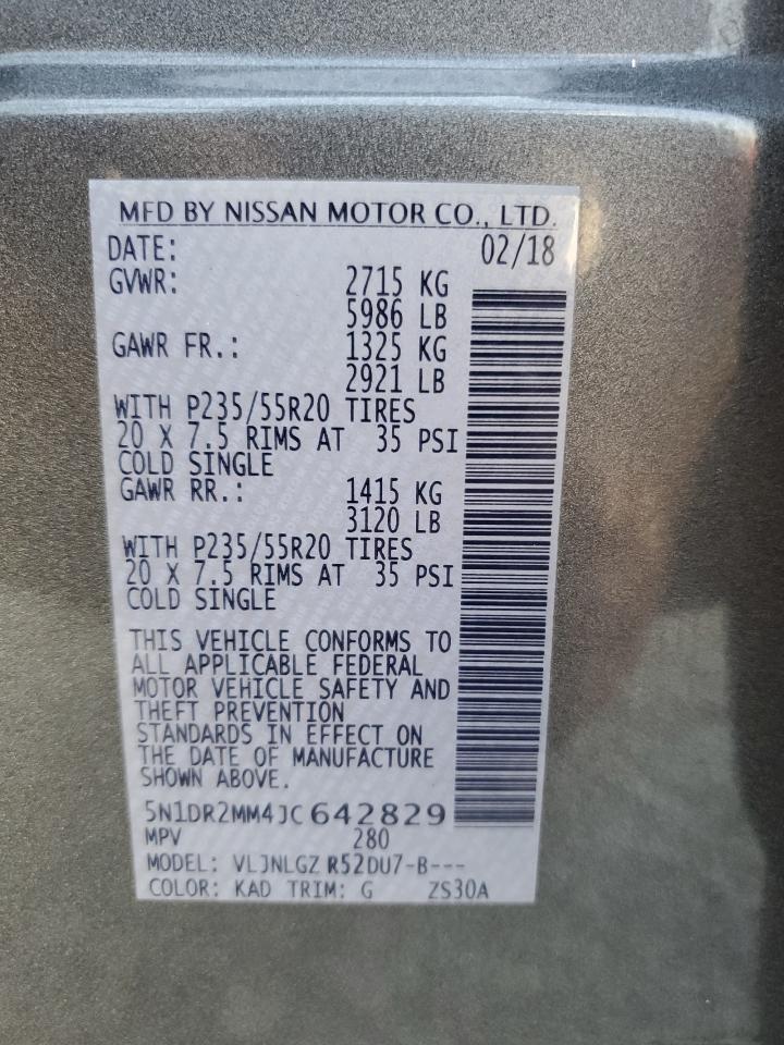 2018 Nissan Pathfinder S VIN: 5N1DR2MM4JC642829 Lot: 81693815