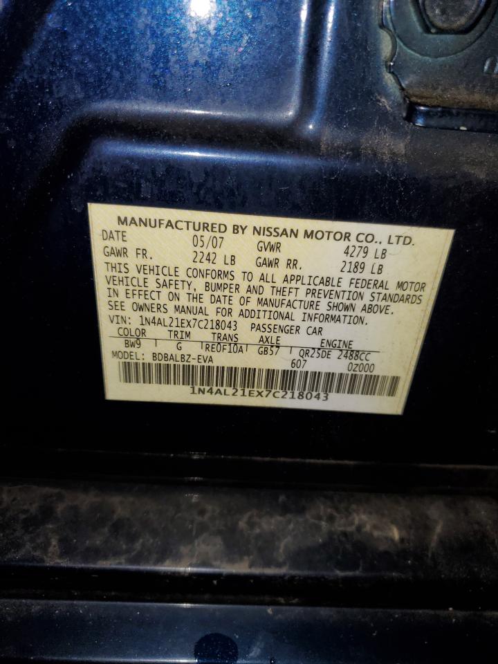 2007 Nissan Altima 2.5 VIN: 1N4AL21EX7C218043 Lot: 81645495