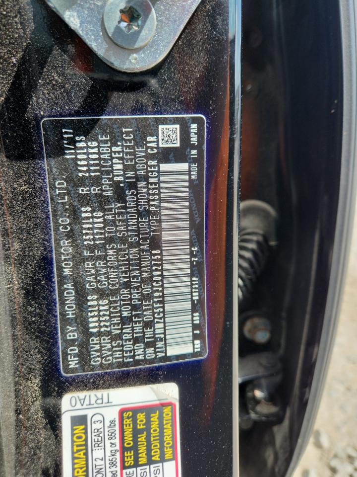 2018 Honda Clarity VIN: JHMZC5F19JC002758 Lot: 71694805