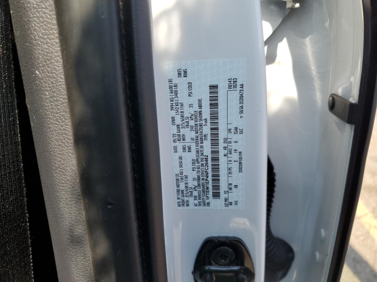 2022 Ford F150 Supercrew VIN: 1FTEW1EP4NFC26482 Lot: 80303025