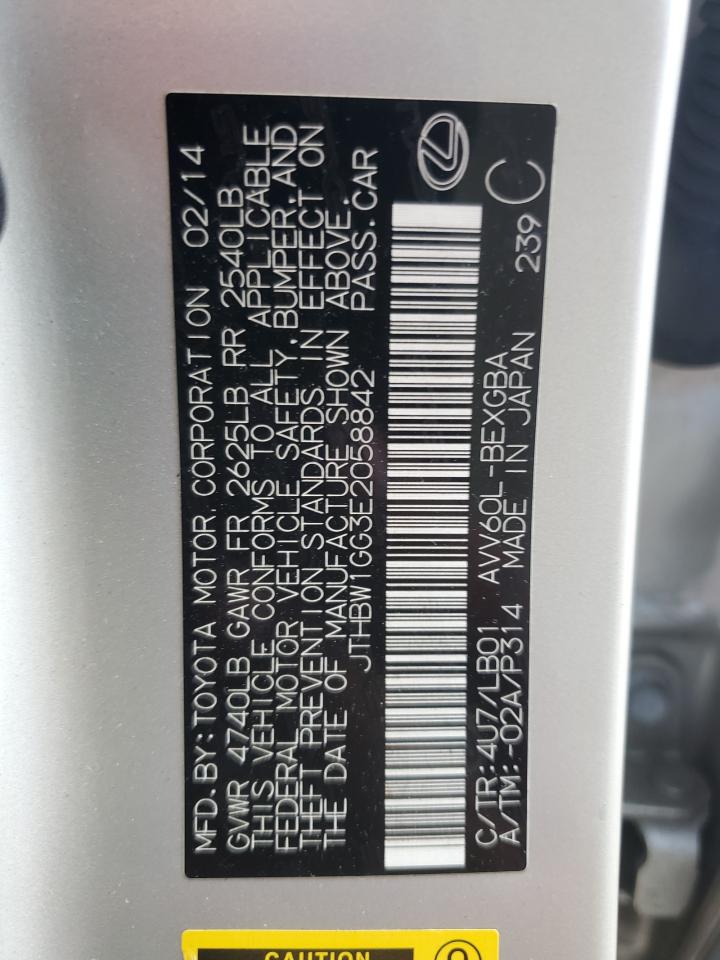 2014 Lexus Es 300H VIN: JTHBW1GG3E2058842 Lot: 84430035