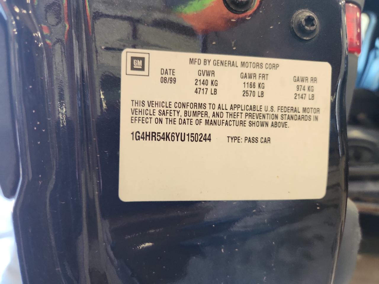 2000 Buick Lesabre Limited VIN: 1G4HR54K6YU150244 Lot: 84241365