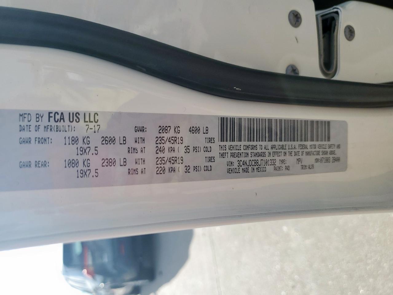 2018 Jeep Compass Limited VIN: 3C4NJDCB8JT101332 Lot: 84038975