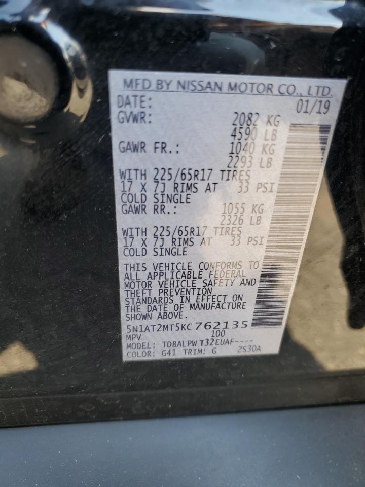 2019 Nissan Rogue S VIN: 5N1AT2MT5KC762135 Lot: 71489255