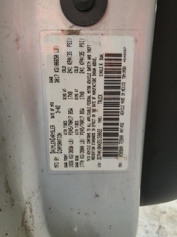 2002 Dodge Ram 1500 VIN: 3D7HA18NX2G159022 Lot: 83990455