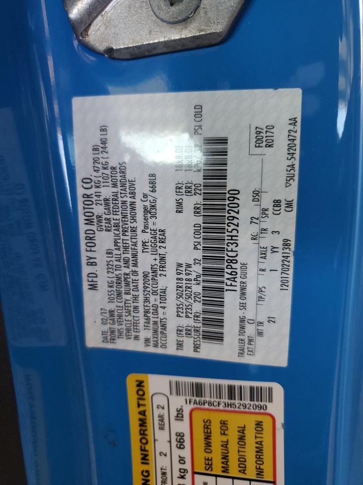 2017 Ford Mustang Gt VIN: 1FA6P8CF3H5292090 Lot: 81870815