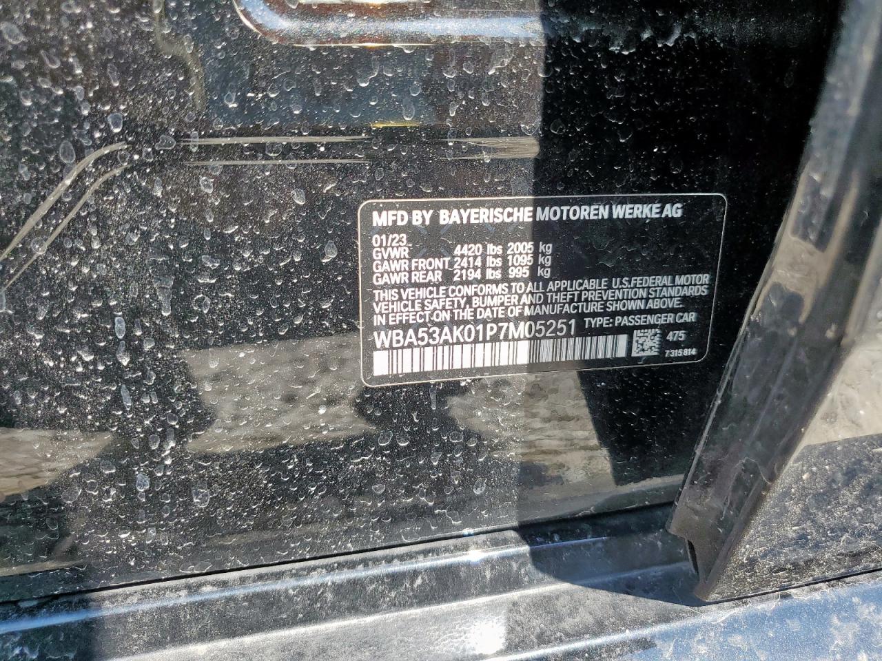 2023 BMW 228I VIN: WBA53AK01P7M05251 Lot: 83876515