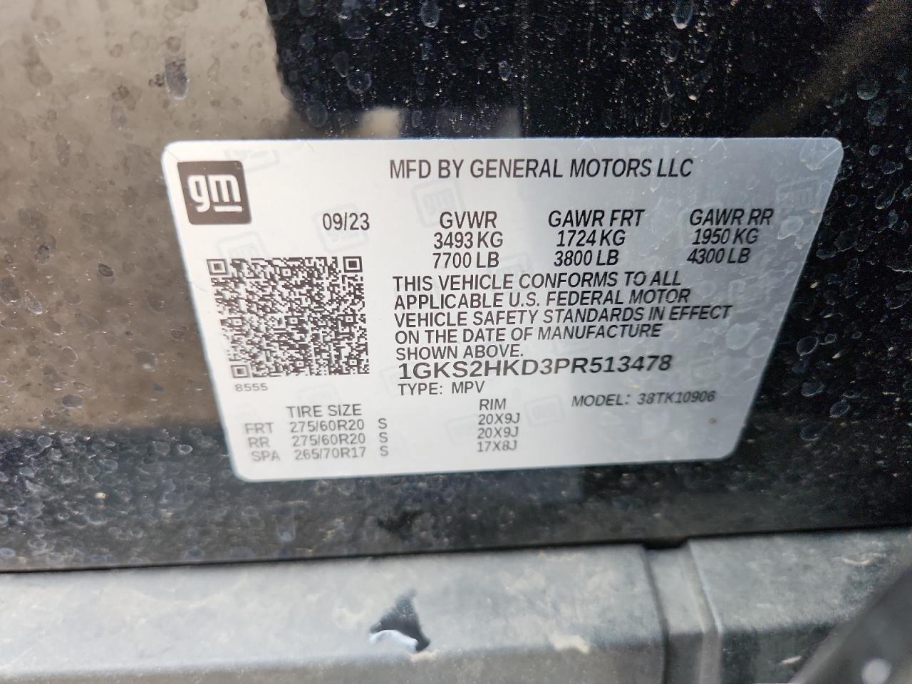 2023 GMC Yukon Xl K1500 At4 VIN: 1GKS2HKD3PR513478 Lot: 71906825