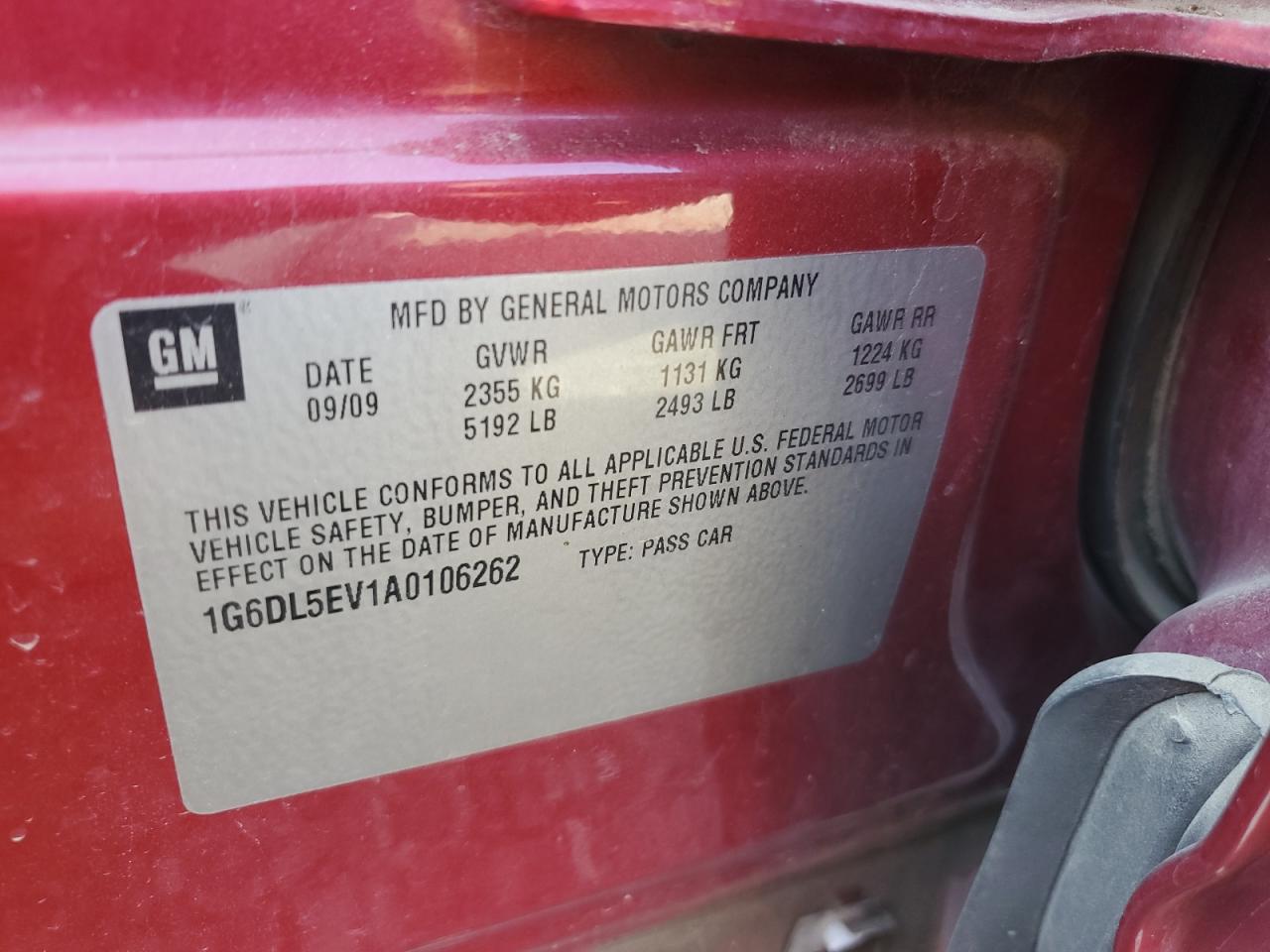 2010 Cadillac Cts Performance Collection VIN: 1G6DL5EV1A0106262 Lot: 81080815