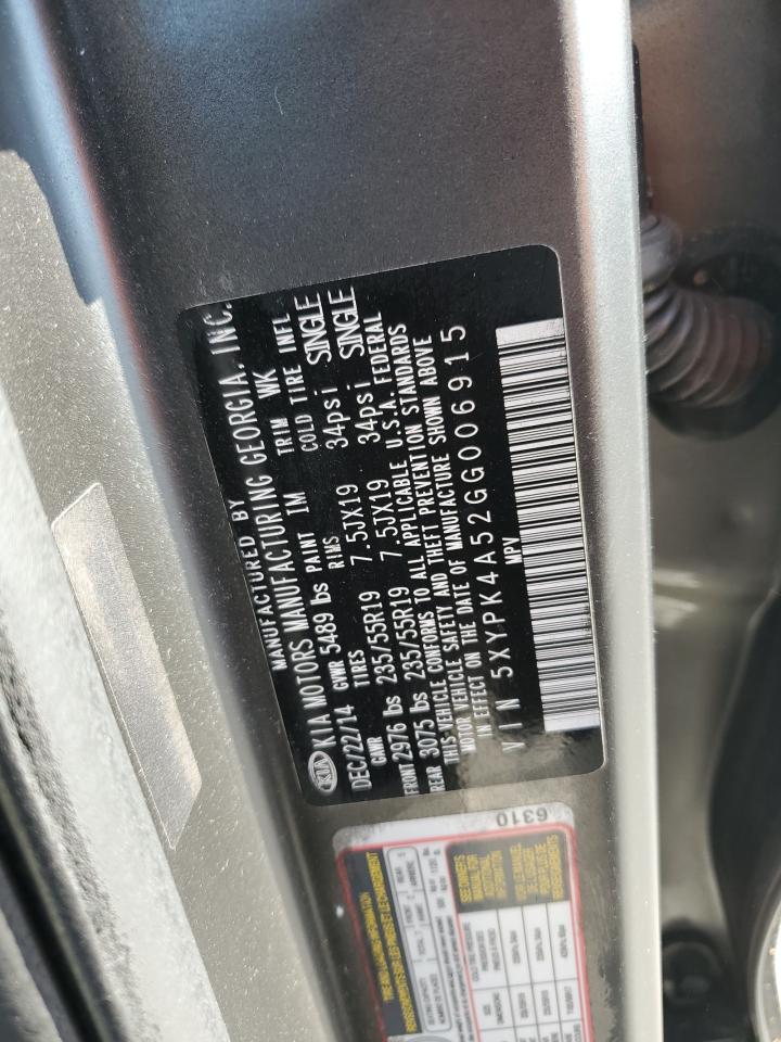 2016 Kia Sorento Sx VIN: 5XYPK4A52GG006915 Lot: 80256755