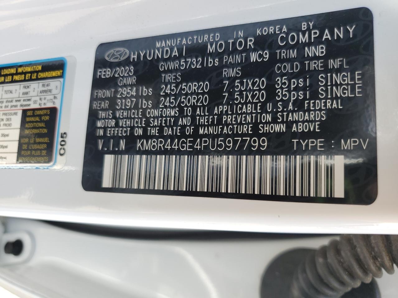 2023 Hyundai Palisade Sel Premium VIN: KM8R44GE4PU597799 Lot: 71975945
