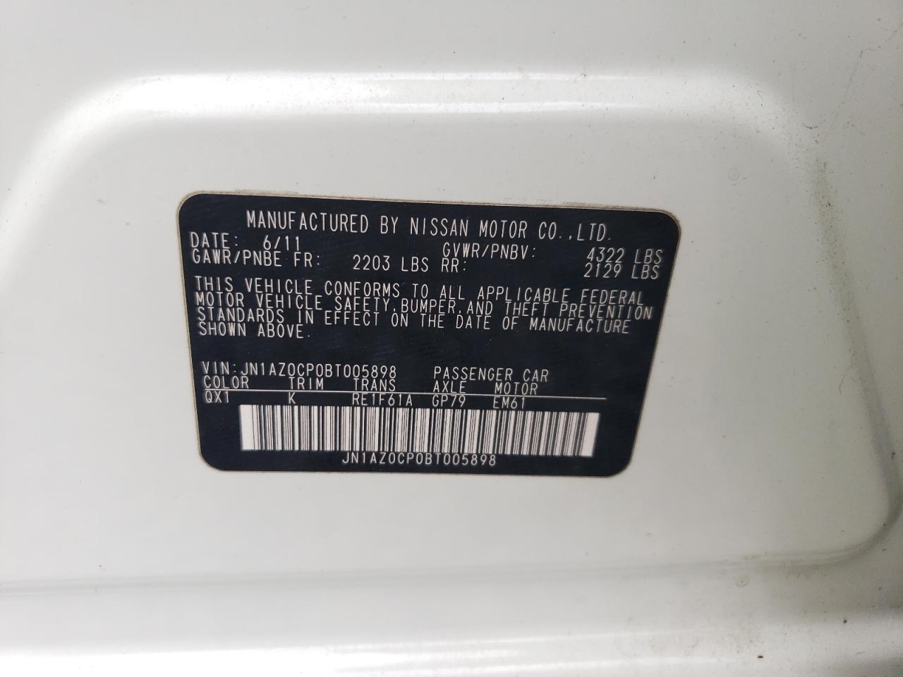 2011 Nissan Leaf Sv VIN: JN1AZ0CP0BT005898 Lot: 81740315