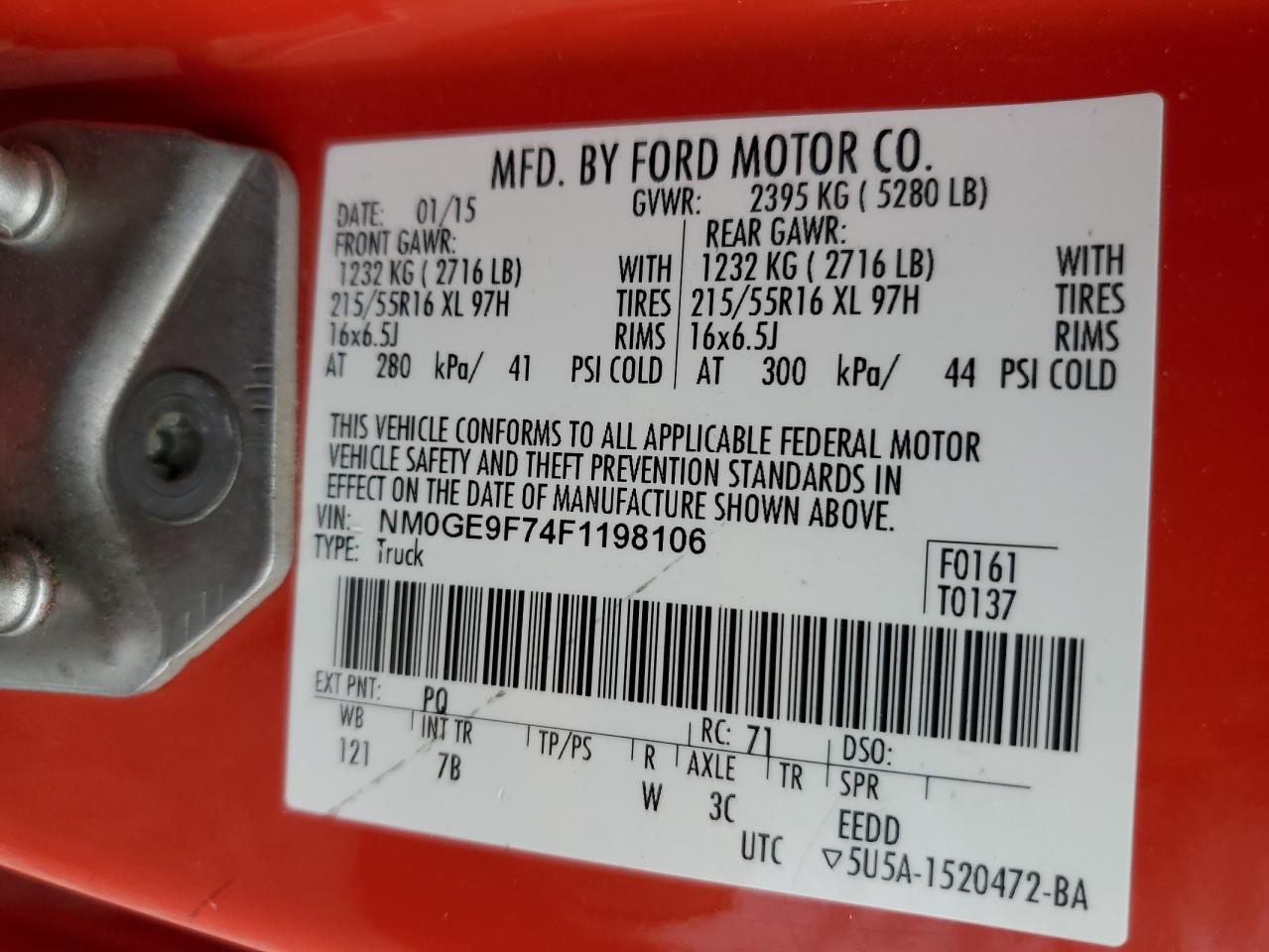 2015 Ford Transit Connect Xlt VIN: NM0GE9F74F1198106 Lot: 80382705