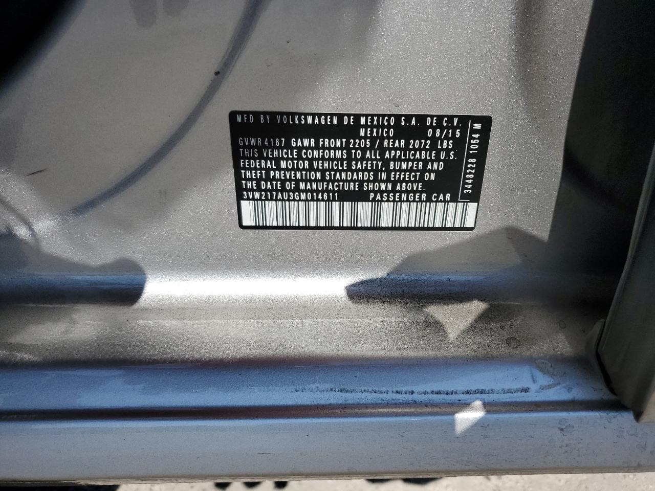2016 Volkswagen Golf S/Se VIN: 3VW217AU3GM014611 Lot: 80867205