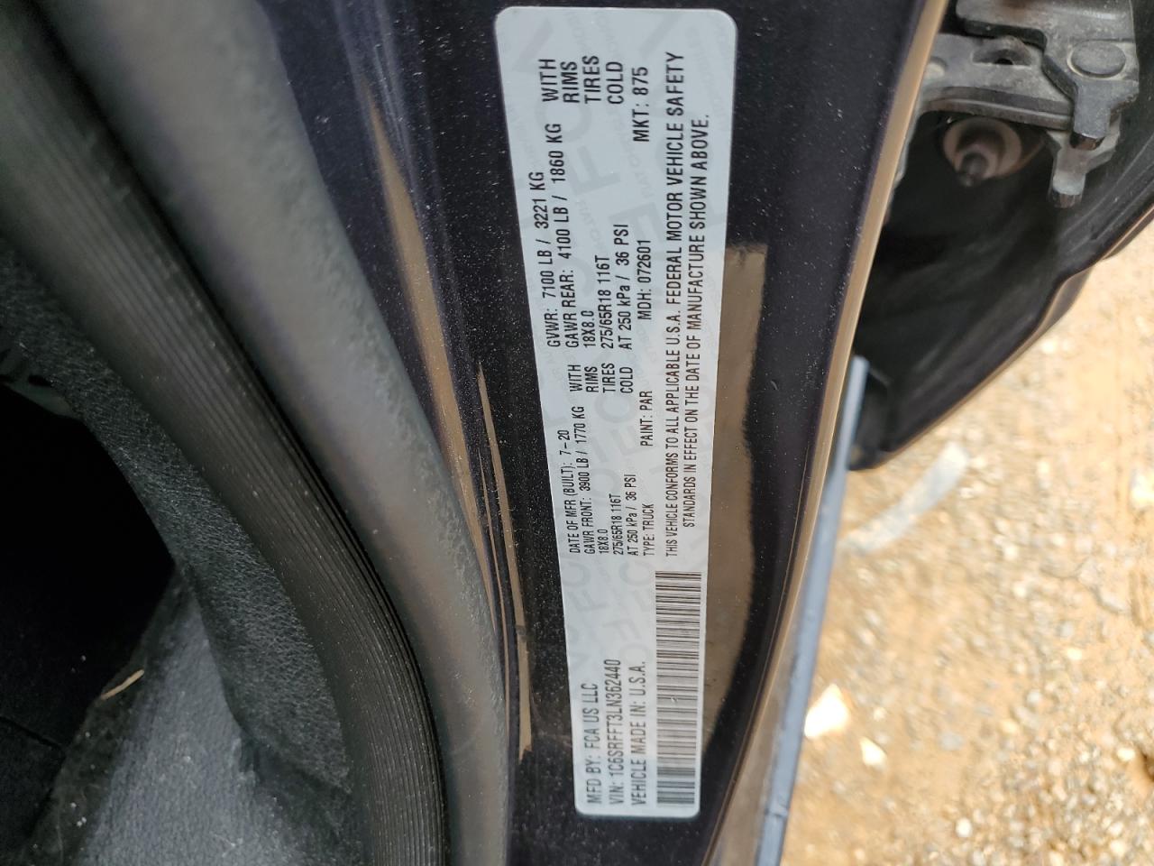 2020 Ram 1500 Big Horn/Lone Star VIN: 1C6SRFFT3LN362440 Lot: 82117505