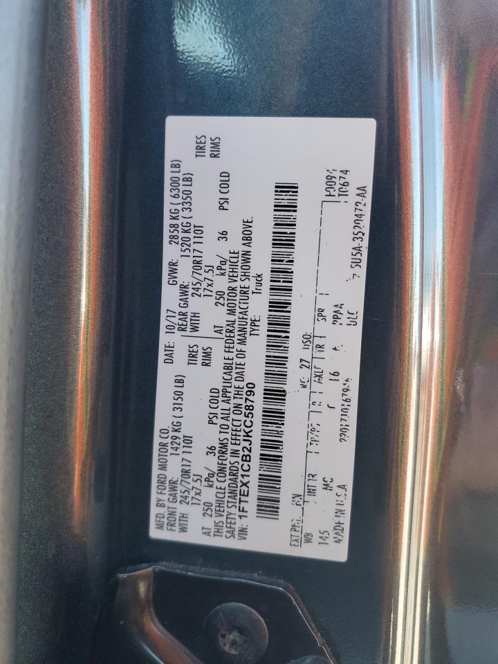 2018 Ford F150 Super Cab VIN: 1FTEX1CB2JKC58790 Lot: 71415395