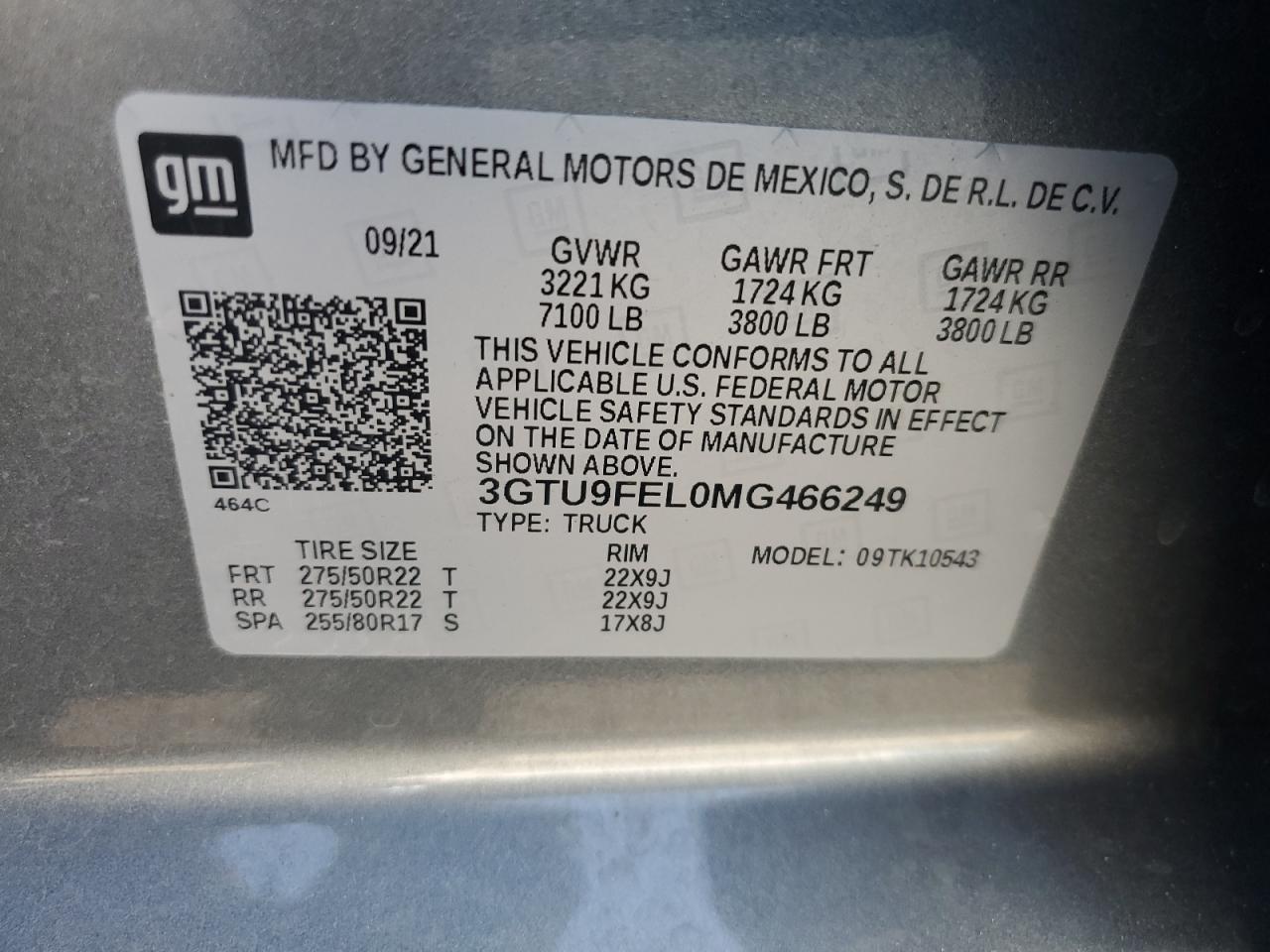 2021 GMC Sierra K1500 Denali VIN: 3GTU9FEL0MG466249 Lot: 84203305
