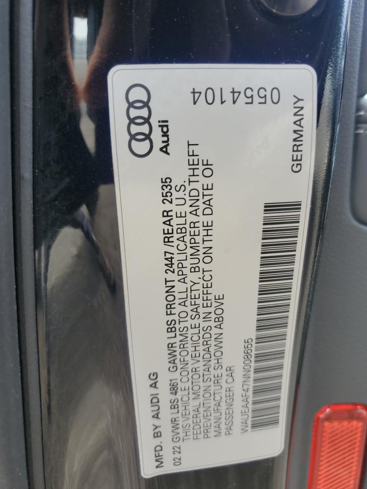 2022 Audi A4 Premium Plus 45 VIN: WAUEAAF47NN008655 Lot: 81247095
