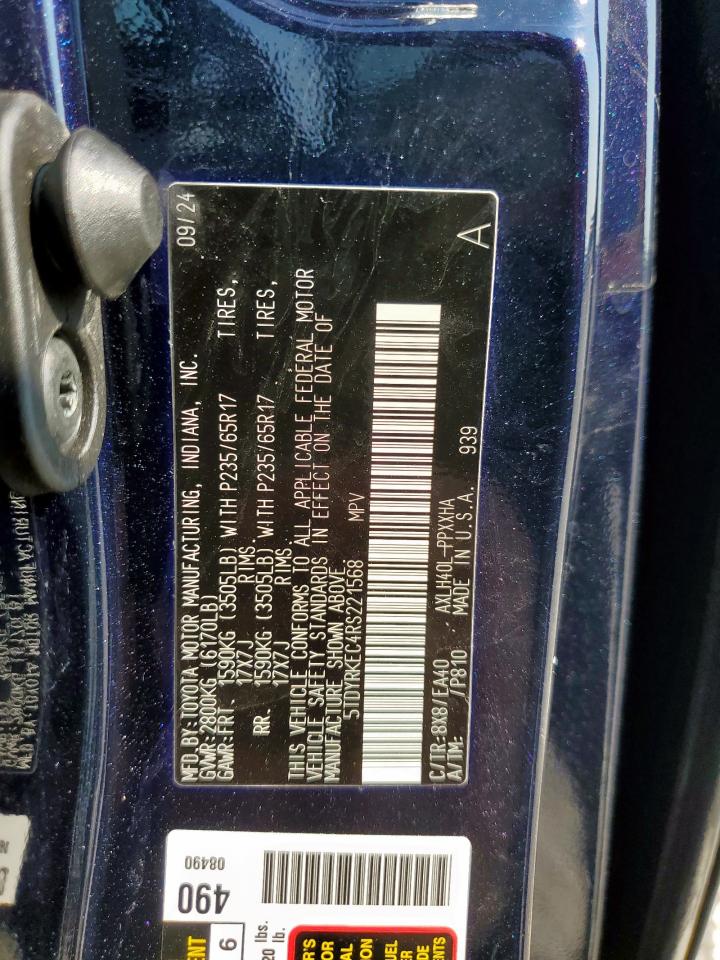 2024 Toyota Sienna Xle VIN: 5TDYRKEC4RS221568 Lot: 80347525