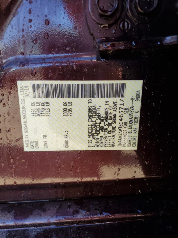 2014 Nissan Maxima S VIN: 1N4AA5AP3EC465717 Lot: 80763265