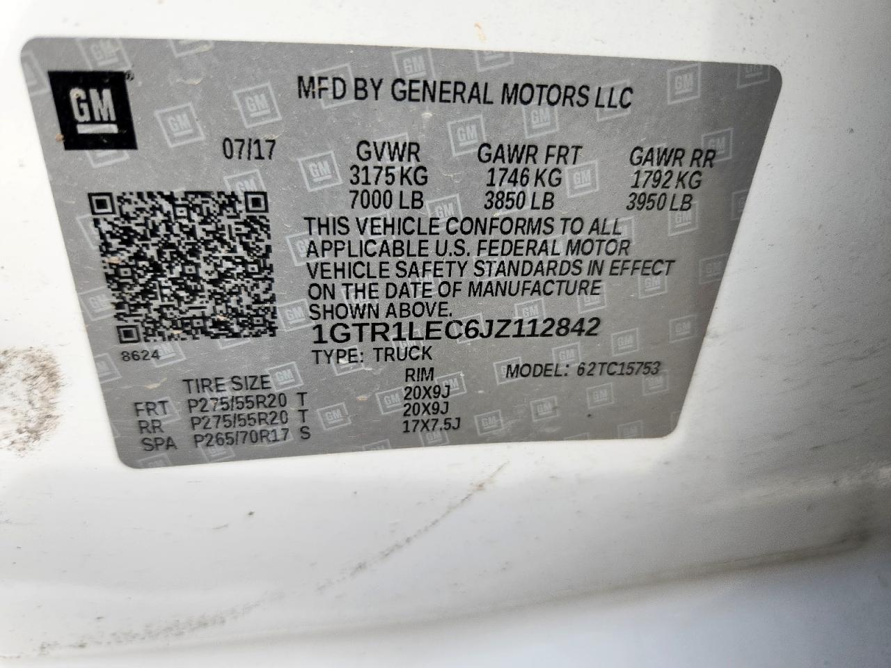 2018 GMC Sierra C1500 VIN: 1GTR1LEC6JZ112842 Lot: 70846185