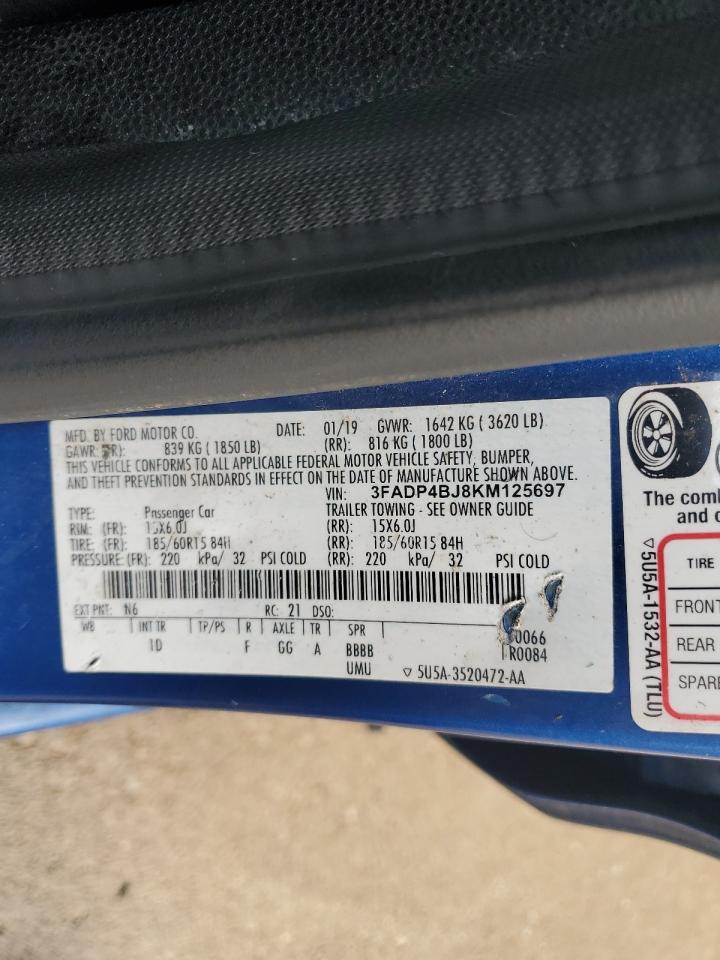 2019 Ford Fiesta Se VIN: 3FADP4BJ8KM125697 Lot: 82123175