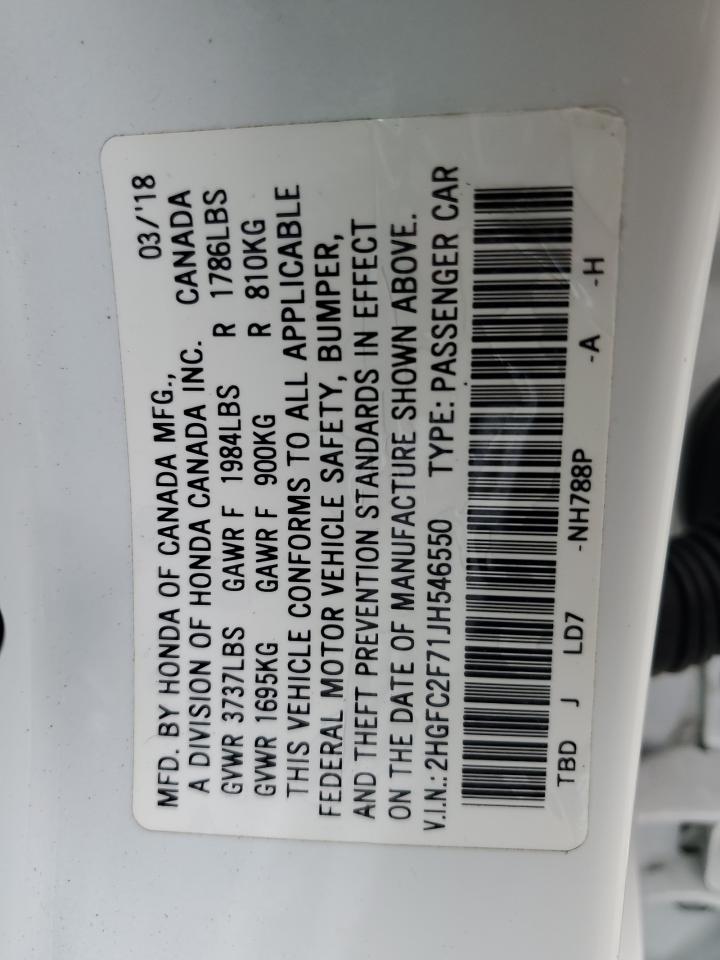2018 Honda Civic Ex VIN: 2HGFC2F71JH546550 Lot: 71447615