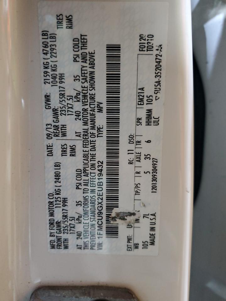 2014 Ford Escape Se VIN: 1FMCU9GX2EUB19432 Lot: 84767155