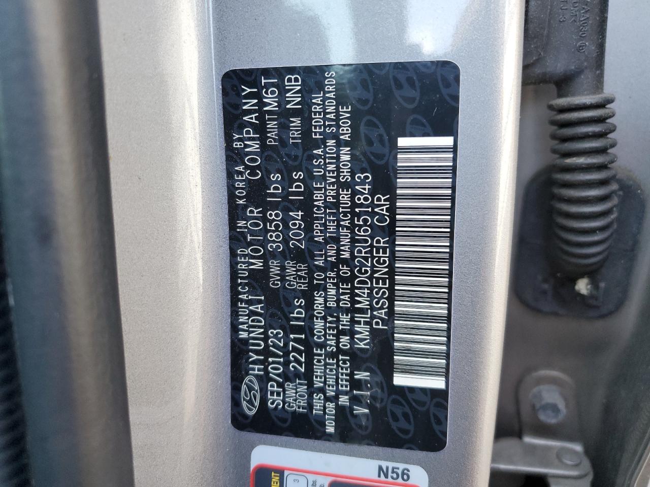 2024 Hyundai Elantra Sel VIN: KMHLM4DG2RU651843 Lot: 84260365