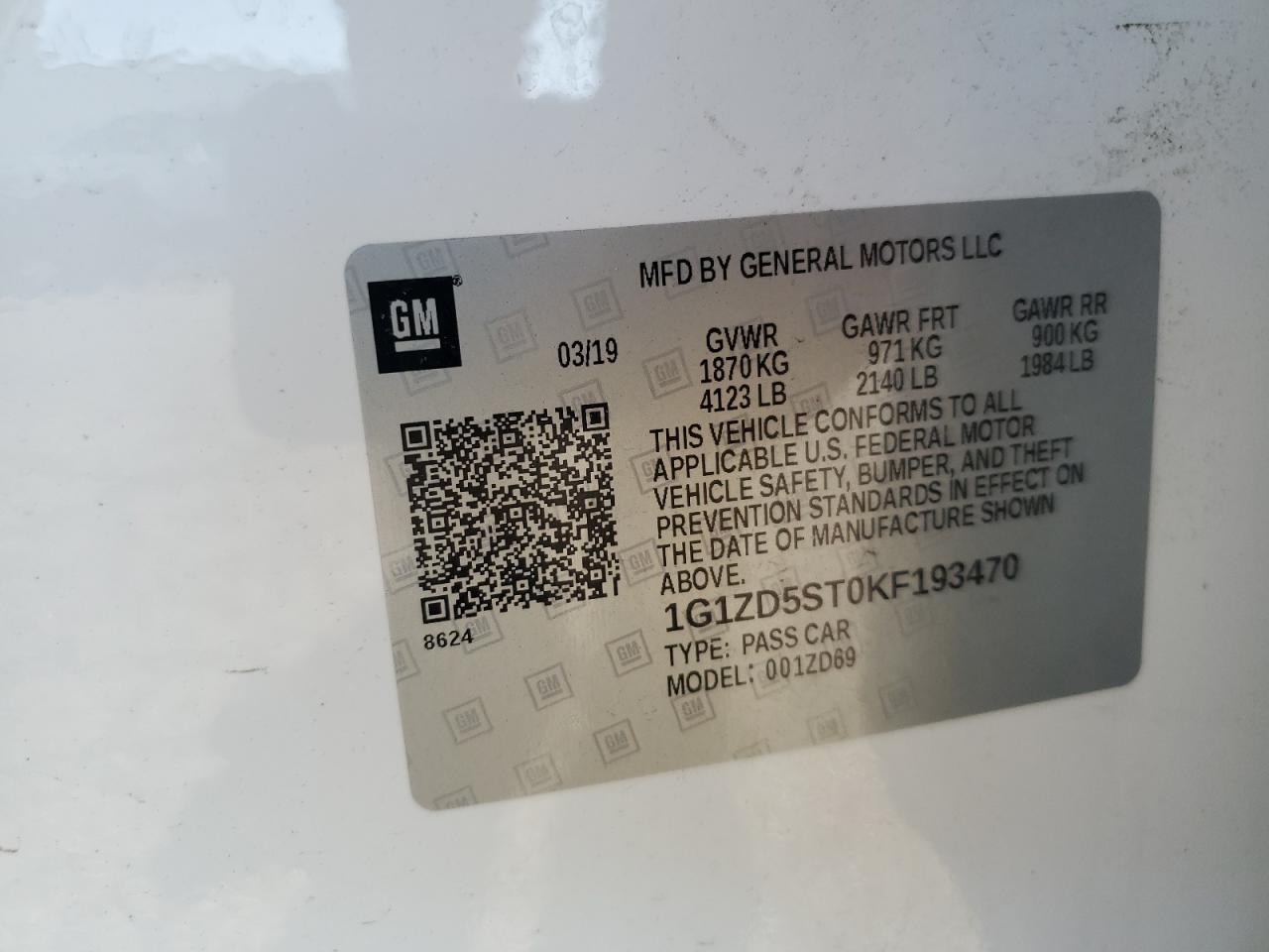 2019 Chevrolet Malibu Lt VIN: 1G1ZD5ST0KF193470 Lot: 84233405