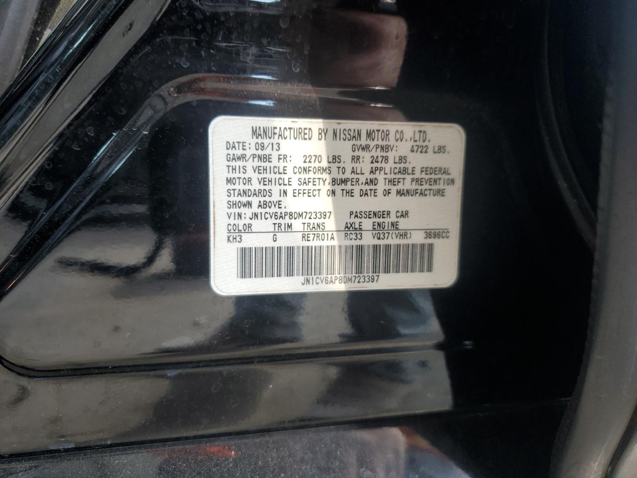 2013 Infiniti G37 Base VIN: JN1CV6AP8DM723397 Lot: 81293155