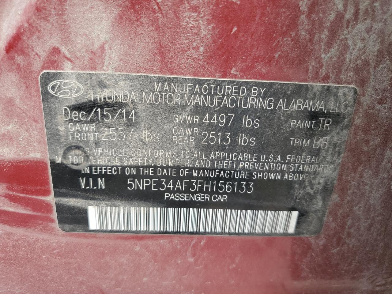 2015 Hyundai Sonata Sport VIN: 5NPE34AF3FH156133 Lot: 80502765