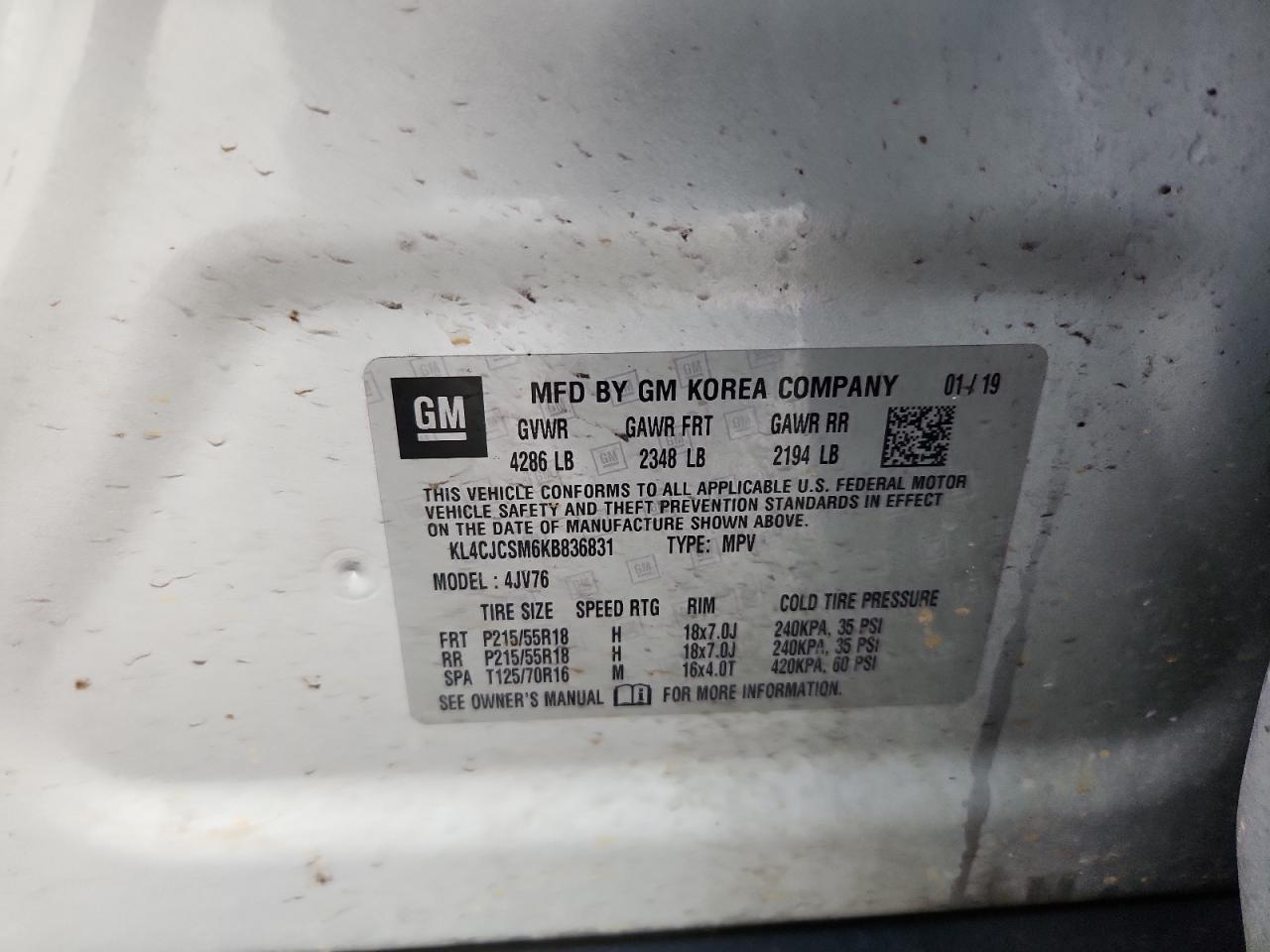 2019 Buick Encore Essence VIN: KL4CJCSM6KB836831 Lot: 71104195