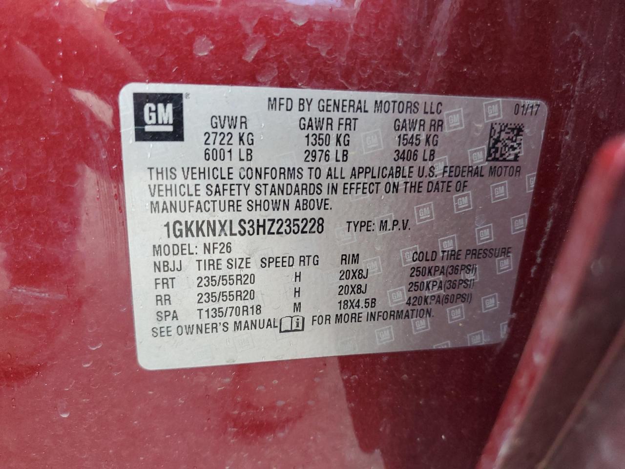 2017 GMC Acadia Denali VIN: 1GKKNXLS3HZ235228 Lot: 84605575