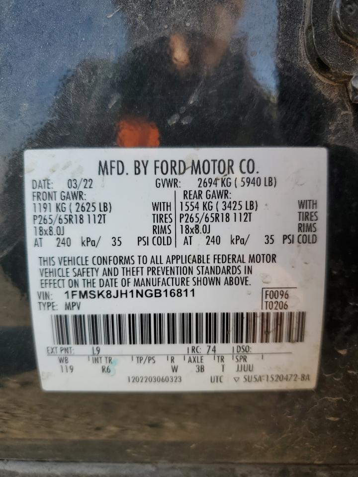 2022 Ford Explorer Timberline VIN: 1FMSK8JH1NGB16811 Lot: 71674005