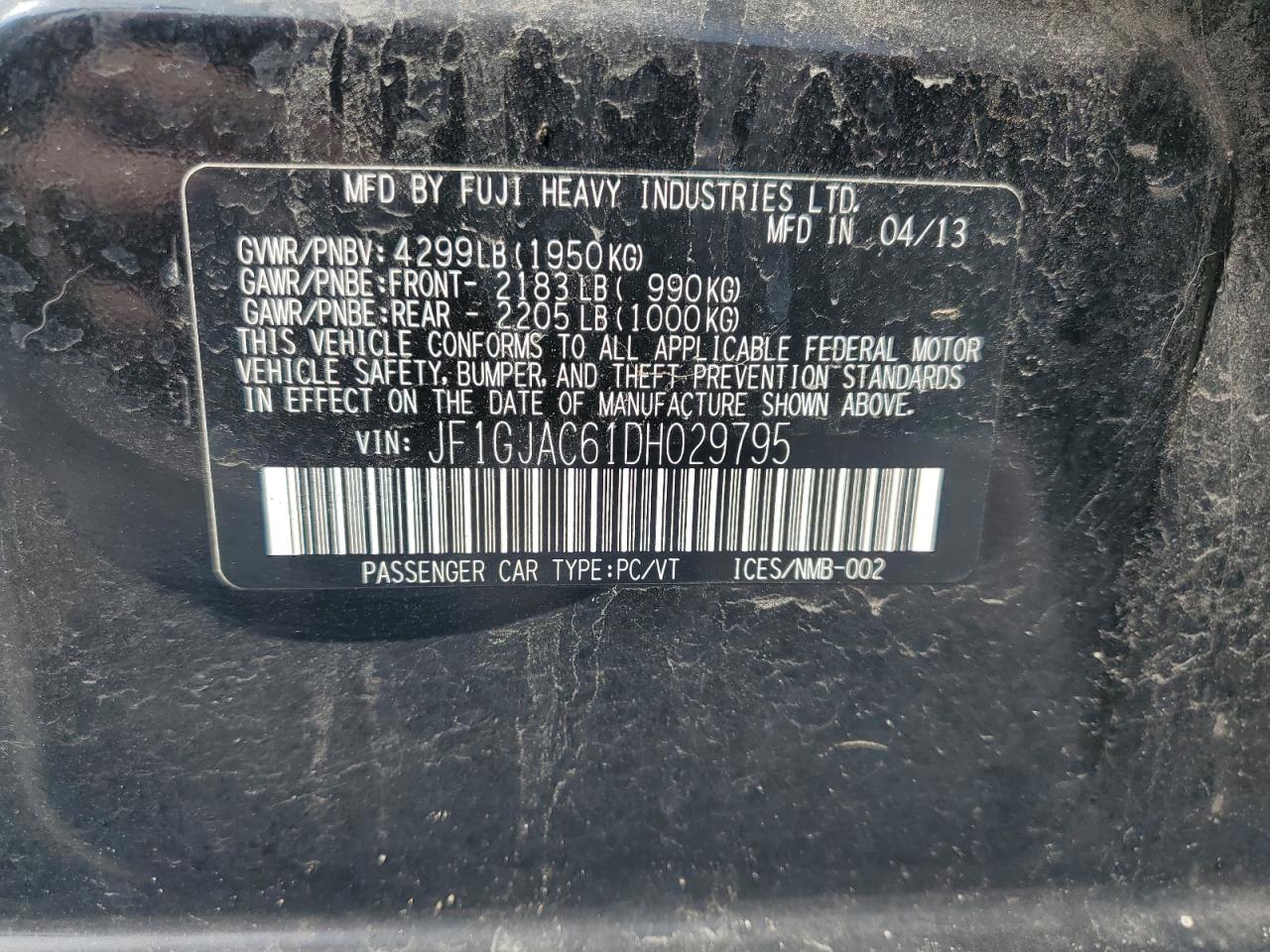 2013 Subaru Impreza Premium VIN: JF1GJAC61DH029795 Lot: 81295545