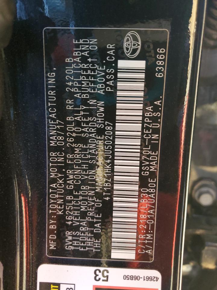 2018 Toyota Camry Xse VIN: 4T1BZ1HK4JU502087 Lot: 81478265