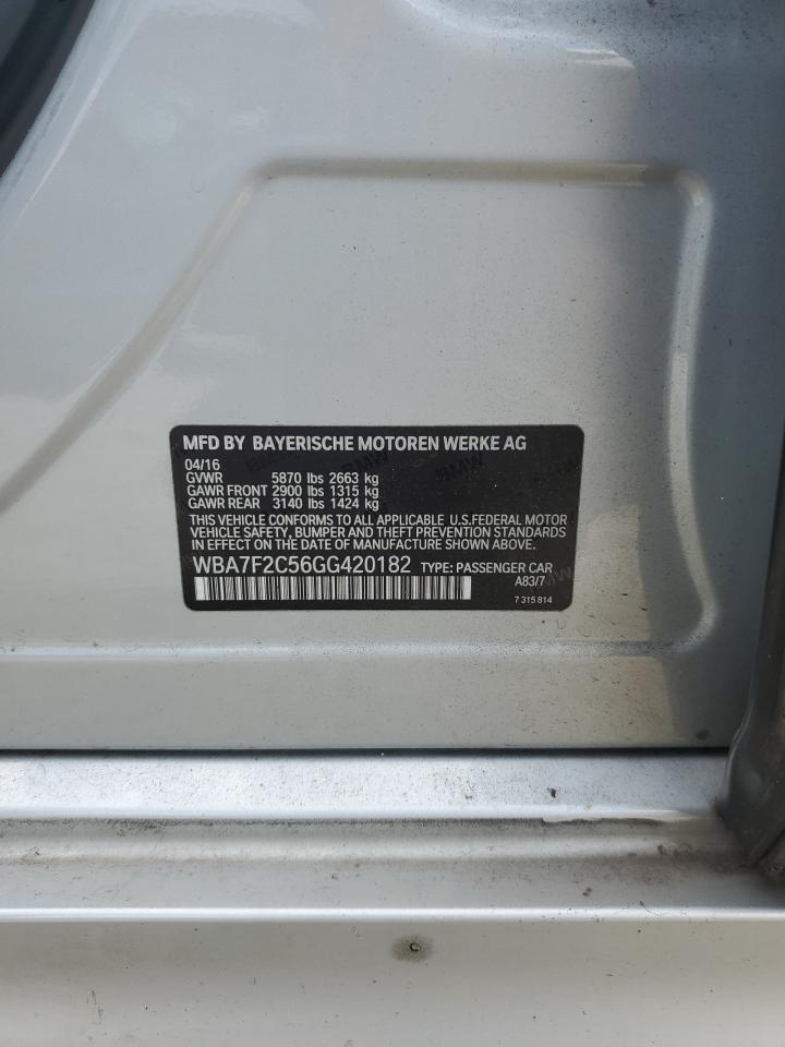 2016 BMW 750 Xi VIN: WBA7F2C56GG420182 Lot: 83948435