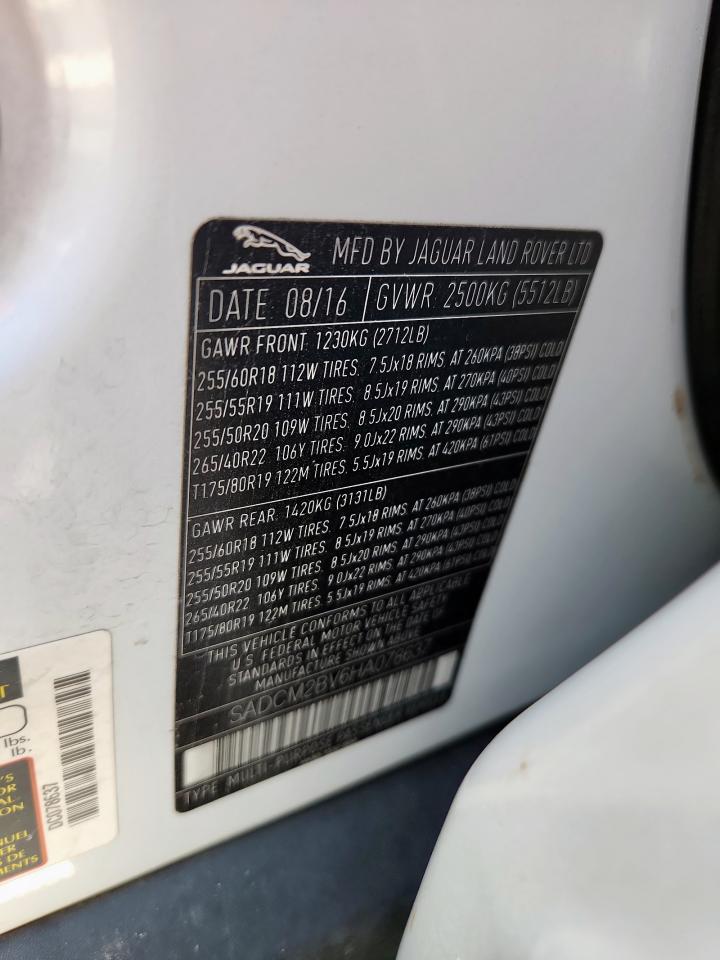 2017 Jaguar F-Pace S VIN: SADCM2BV6HA078637 Lot: 71932495