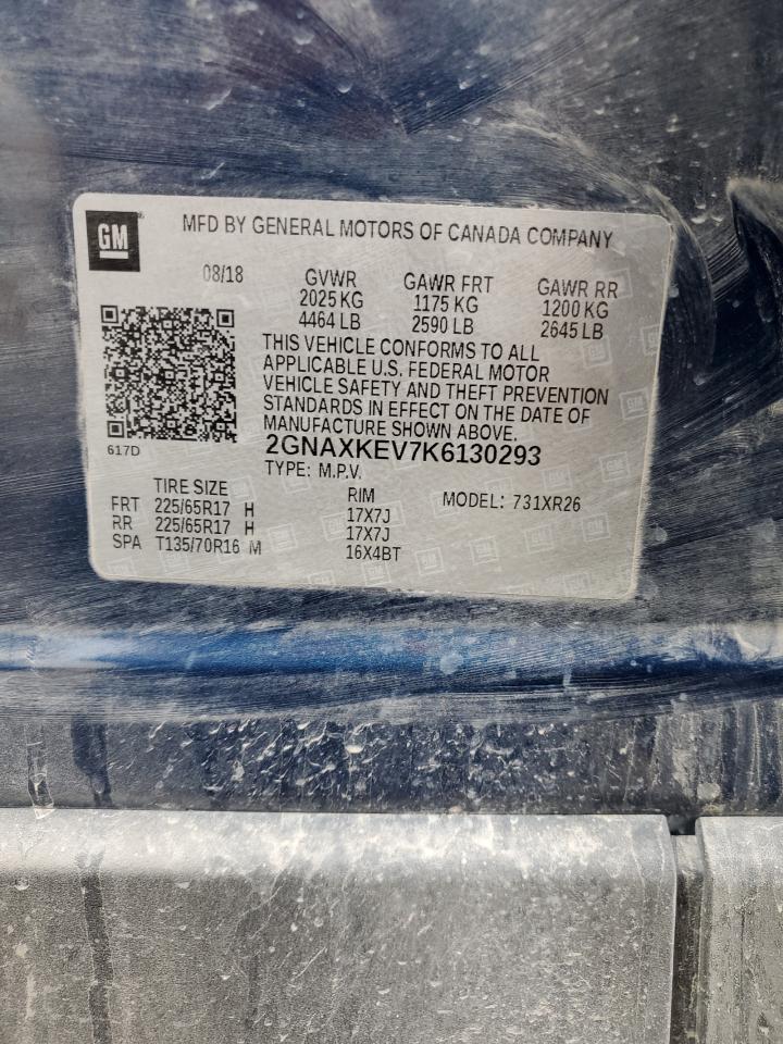 2019 Chevrolet Equinox Lt VIN: 2GNAXKEV7K6130293 Lot: 70914395