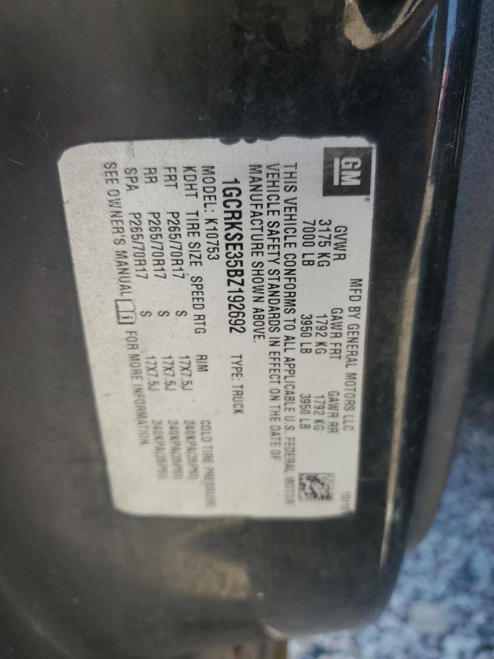 2011 Chevrolet Silverado K1500 Lt VIN: 1GCRKSE35BZ192692 Lot: 71474815