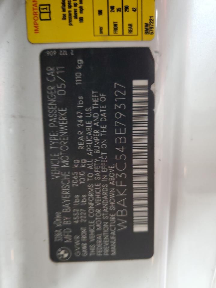 2011 BMW 328 Xi VIN: WBAKF3C54BE793127 Lot: 84371165