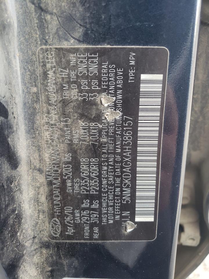 2010 Hyundai Santa Fe Limited VIN: 5NMSKDAGXAH386157 Lot: 84475585