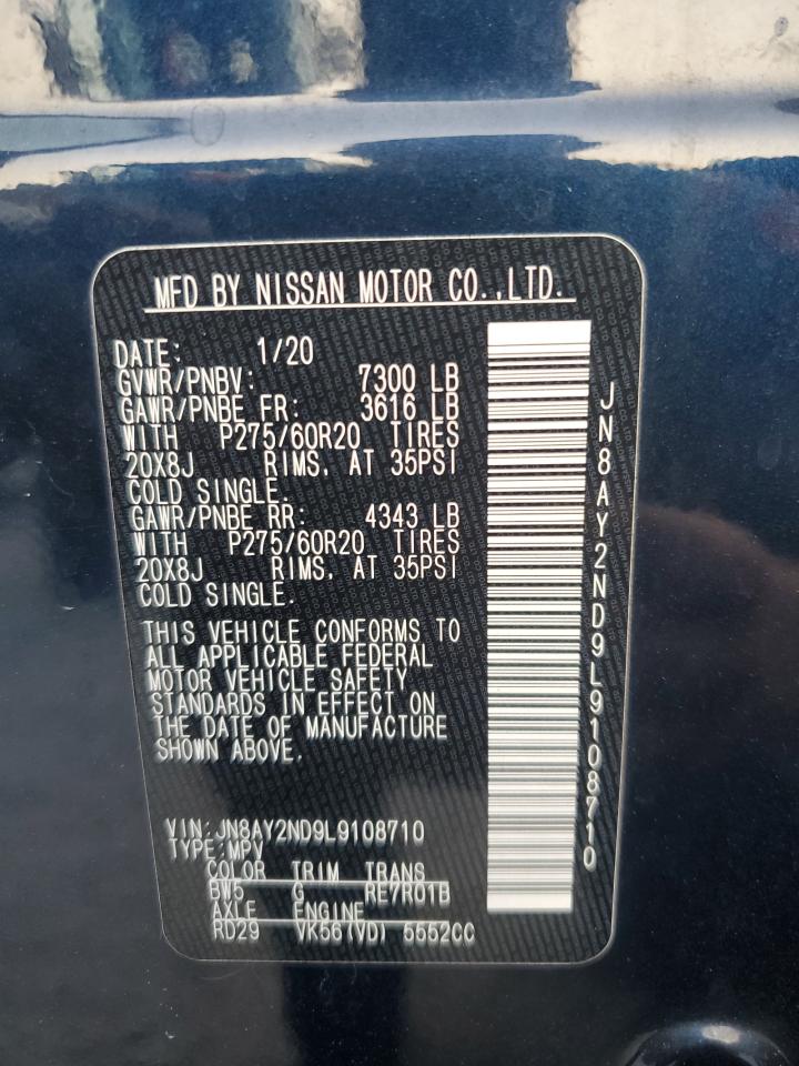 2020 Nissan Armada Sv VIN: JN8AY2ND9L9108710 Lot: 81378515