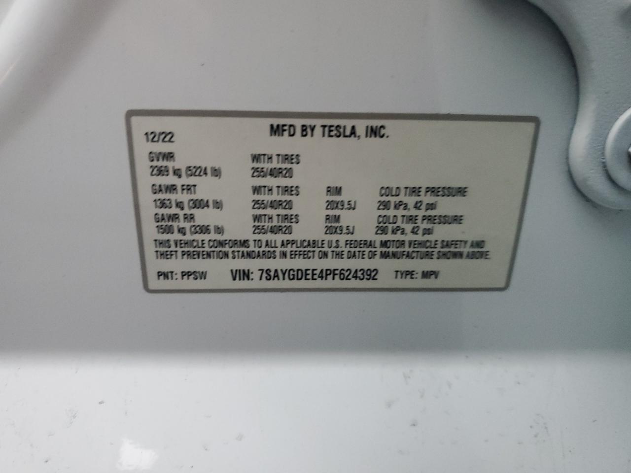 2023 Tesla Model Y VIN: 7SAYGDEE4PF624392 Lot: 81430885