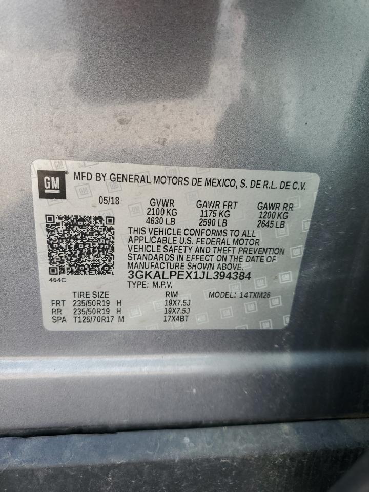 2018 GMC Terrain Slt VIN: 3GKALPEX1JL394384 Lot: 80588285